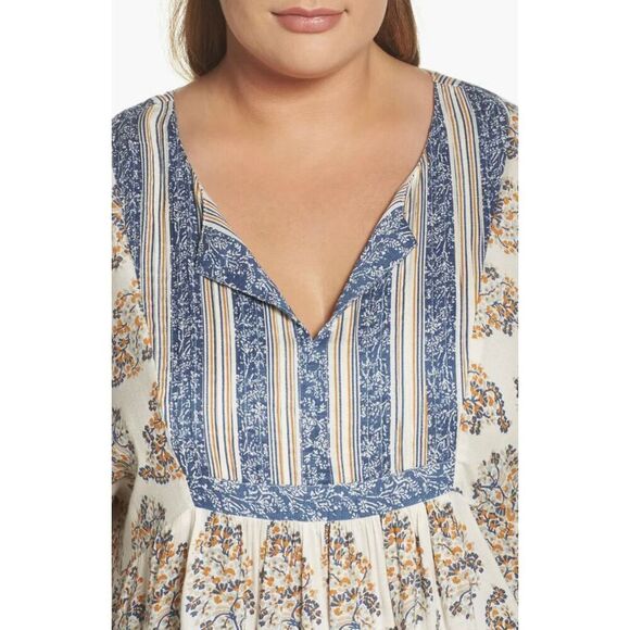 ✨Lucky Brand Mixed Print Peasant Sz Large Top✨ - Picture 5 of 12